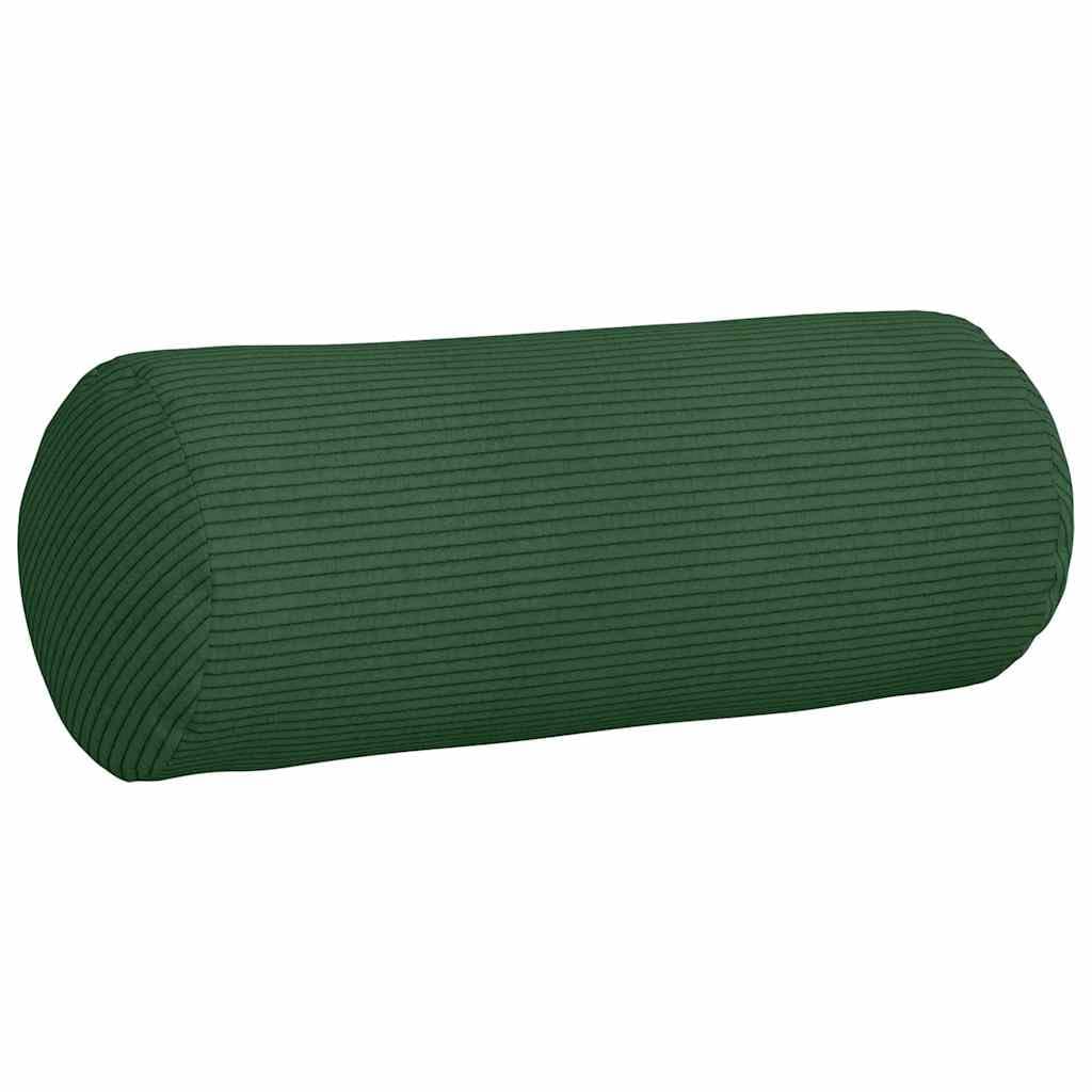 Poduszki bolster 2 sztuki, ciemnozielone, Ø 15 x 40 cm, tkanina sztruksowa, poduszka ozdobna na kanapę, sofę, łóżko, do domu, biura