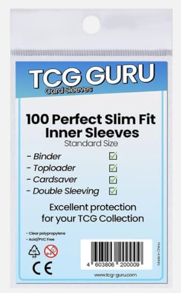 10 x 100 TCG Guru Perfect Fit Inner Deck Sleeves, 10 x 100 Soft Sleeves Size: 64 x 89 mm + Heartforcards® Shipping Protection - Image 2