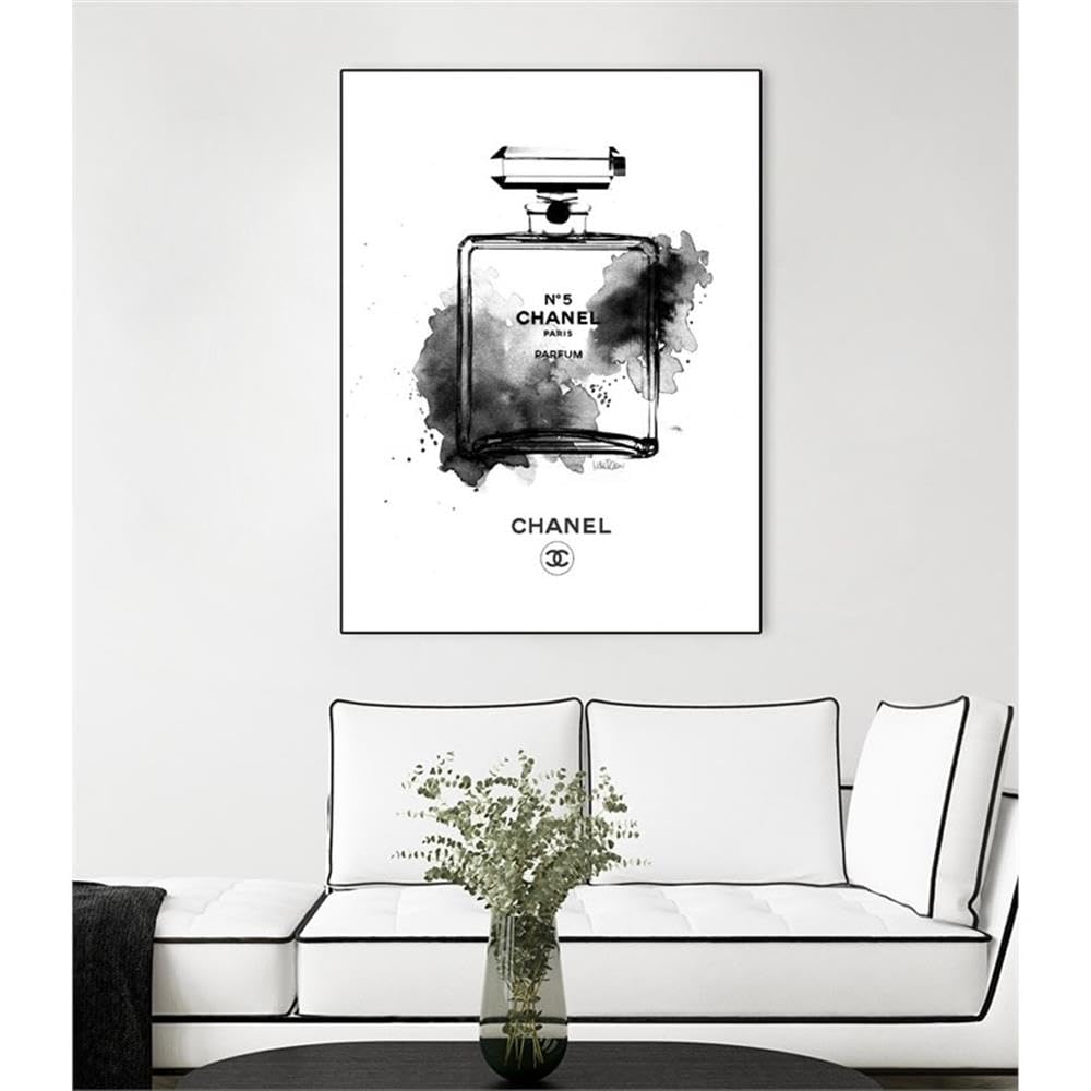 Amazon.com: Giant Art Canvas 24x32 Chanel B & W Framed in Multi