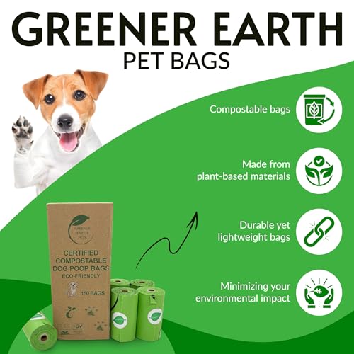 100% Certified Compostable Dog Poop Bags, Plant Based. Biodegradable Waste Bags, Unscented Extra Strong.150 count.10 rolls. 13x9