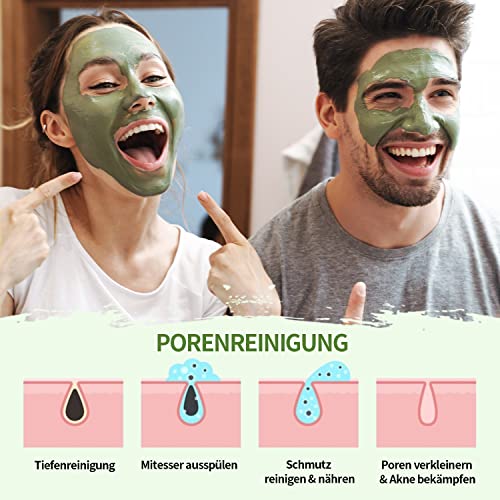 ANAiRUi Tonerde Gesichtsmaske mit Avocado Grüntee Schlamm - Matcha Lehm Maske - feuchtigkeitsspendend, porentief… - Image 4