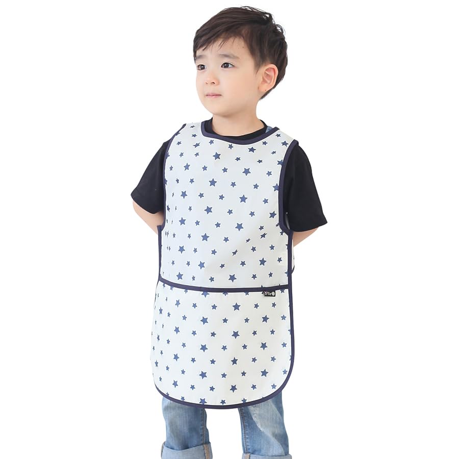 Kids Waterproof Art Tabard | Sleeveless Messy Play Painting Smock for Toddlers | Size S–XL | Kids Artist Apron for School, Daycare, Crafts, Navy Star (14-M) — image 1