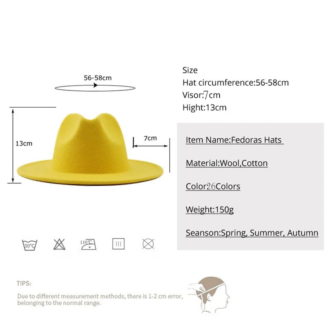 Cappello da Chiesa A Tesa Larga Panama Cappello Fedora in Feltro Solido per Uomo Donna Cappelli Jazz in o Lana