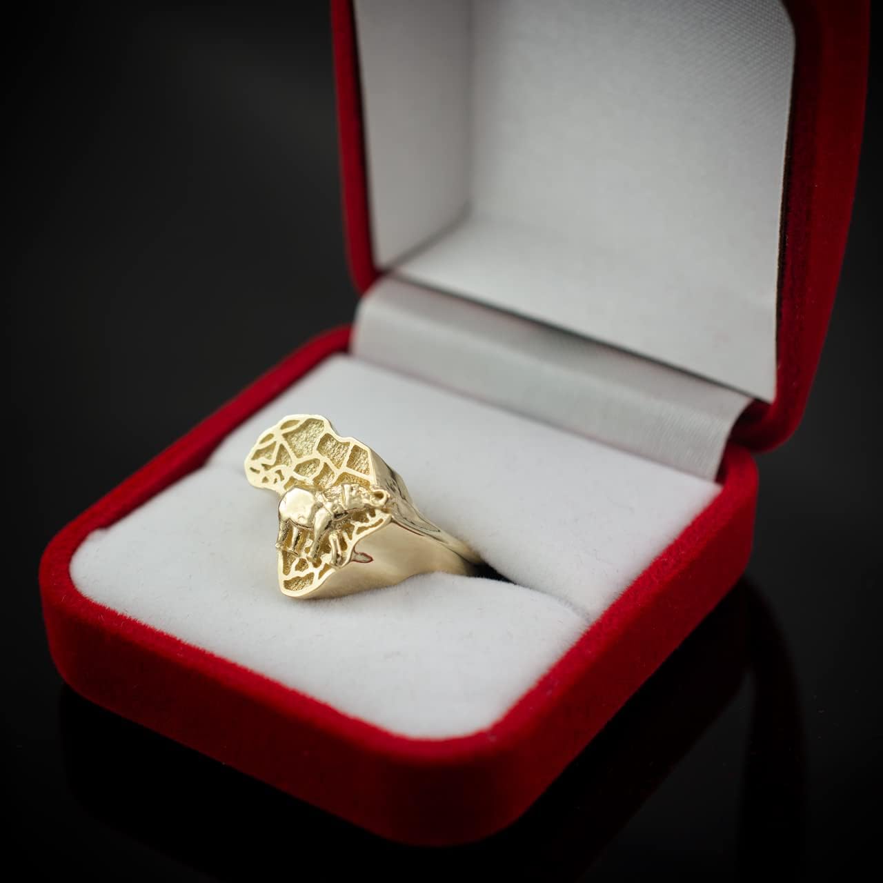 LA BLINGZ 14K Yellow Gold Africa Elephant Ring