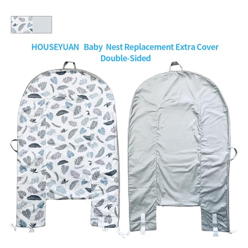 Image of Baby Lounger Replaceable Cover Baby Nest Backup Cover 100% Cotton Breathable Machine Washable (Gray Leaves)