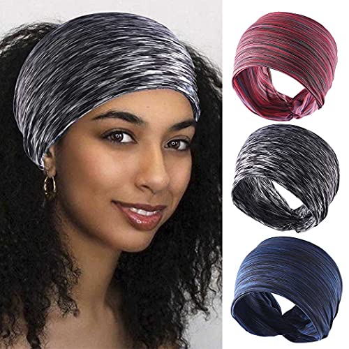 Jeairts Boho Bandeau Headbands Wide Striped Hair Bands Criss Cross Hair Scarfs African Twisted Turban Head Wraps Running Sport Hair Accessories for Women and Girls