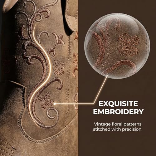Image of Cowboy Boots for Women Short Shaft Side Zip Embroidered