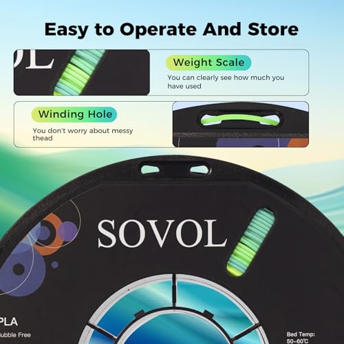 Image of Sovol 3D Printer Matte Multicolored Fast Change Gradient Rainbow PLA 1kg (2.2 lbs) Spool 3D Printing Materials, Dimensional Accuracy + /- 0.03 mm, 1.75 mm, Matte Cabbage