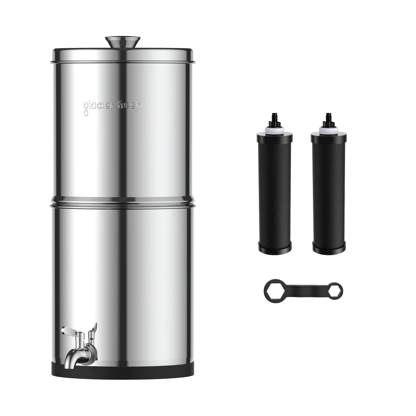 GLACIER FRESH 2.25G Gravity Water Filter System, Chlorine and Lead Reduction, for Home, Camping, RVing, Off-Grid, Emergencies