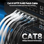 Câble Ethernet Cat 8 Court Blindé 40Gbps 2-Pack 3pi/0,9m en Noir (Câble Ethernet Catégorie 8 2000 Mhz, Câble Internet Cat8, Câble Ethernet Gaming, Câble LAN Cat 8) - 3 Pieds/0,9 m