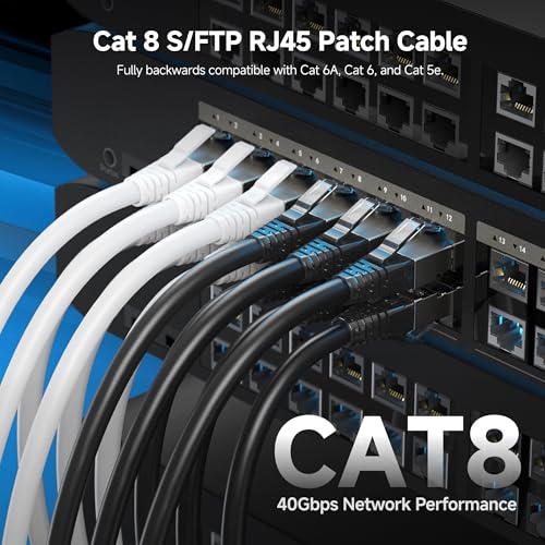 Cable Matters Cat8-zertifiziertes, kurzes Cat-8-Ethernet-Kabel, 40 Gbit/s, 91 cm, 2000 MHz, Kategorie 8 Ethernet-Kabel… – Ansicht 2