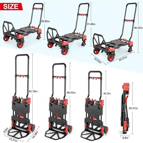 Carretilla plegable de 4 ruedas y 2 ruedas convertible azul miniatura 2