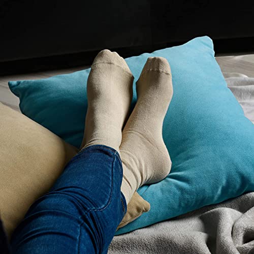 Women's 6 Pack Thin Rayon Dress Socks- Casual Color Crew Socks, Comfort Seam (Beige (6 Pack), 9-12)4