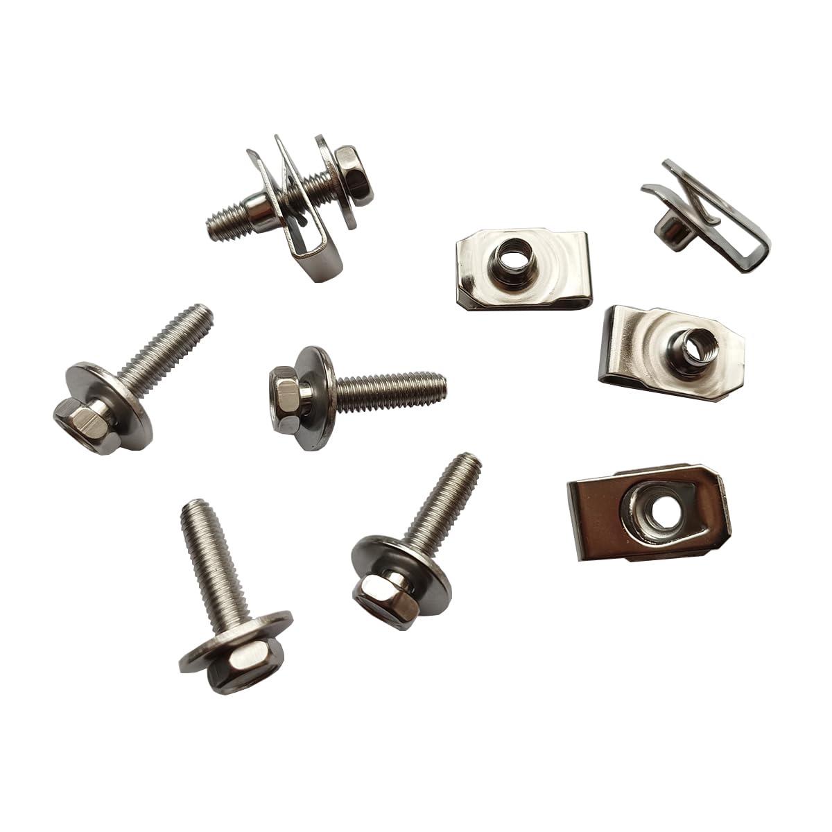 M6-1.0X25mm Stianless Steel Hex Head Bolts with 17mmWasher & Clip-on Nuts 25Sets(25+25Pcs)