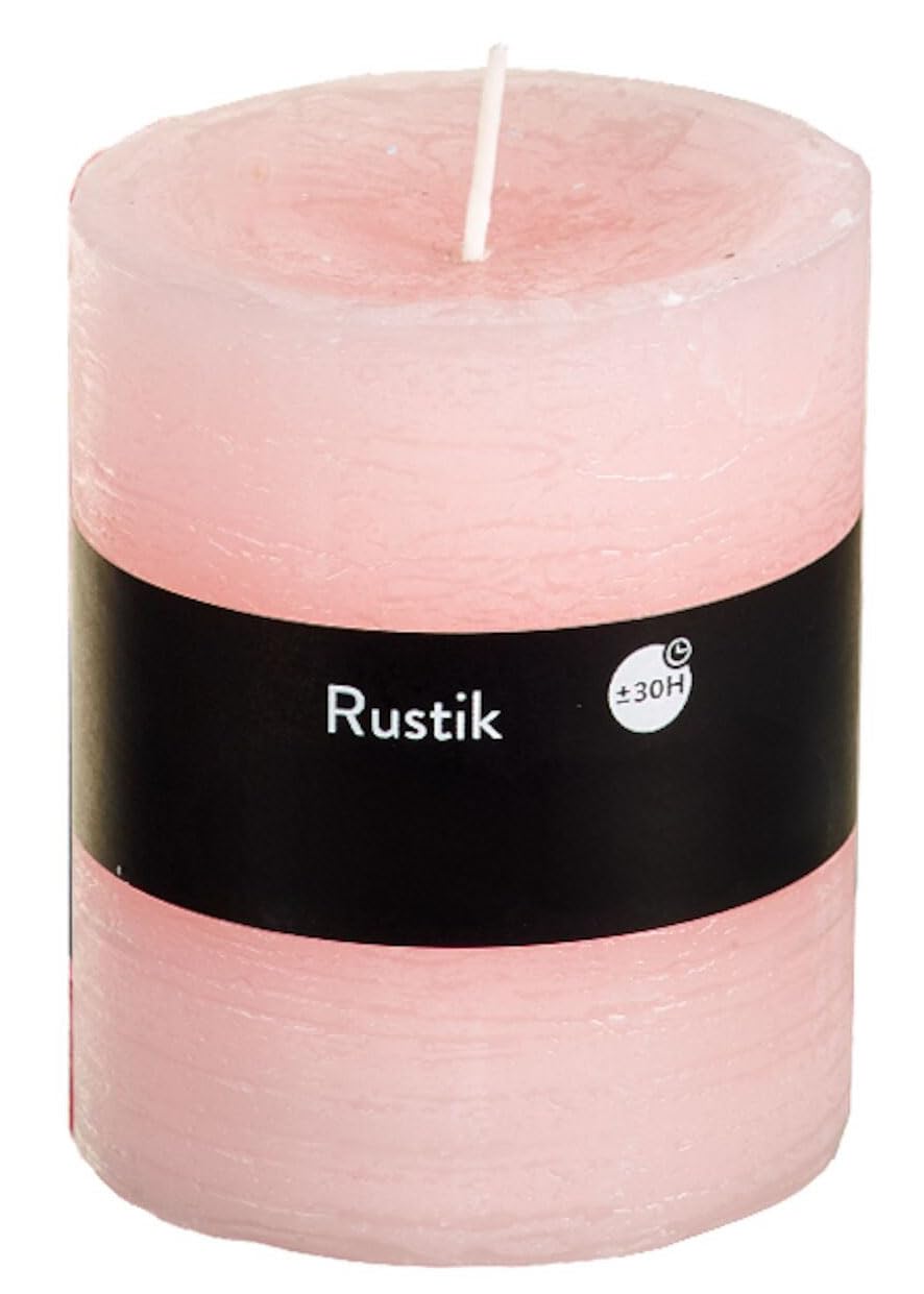 Juego de 6 velas rústicas, velas de pilar, vela de bloque, vela de Adviento, sin hollín, 7 x 8, rosa claro, 6