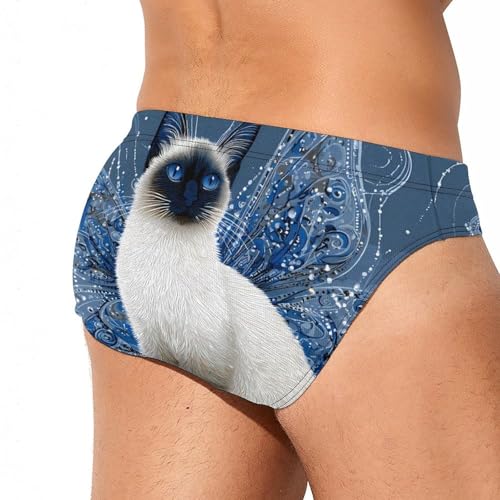 Siamese Cat Beautiful Men's Swim Briefs Low Waist Bikini Swimsuit Underwear Beach Swimwear3