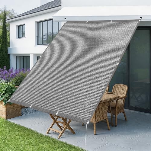 Voile d'ombrage perméable à l'eau gris avec œillets protection UV