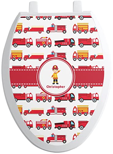 RNK Shops Personalized Firetrucks Toilet Seat Decal - Elongated