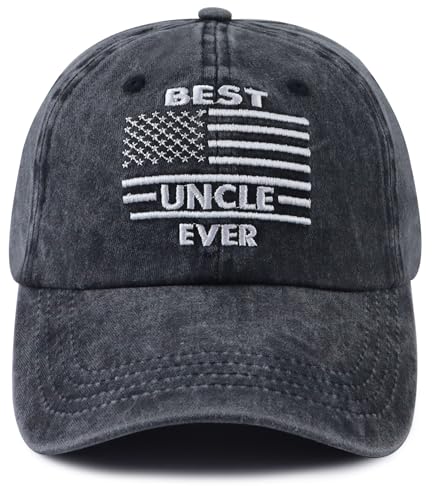 Mjanmqwtb Best Uncle Ever Hat for Men, Adjustable Cotton Embroidered American Flag Decor Uncle Baseball Cap