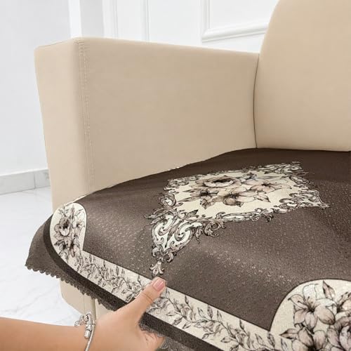 Image of Homerz Premium Waterproof Jasmine Joe Sofa Seat Cover - Floral Printed Sofa Protector | Non-Slip, Washable & Durable Sofa Protector (Coffee, 1 Seater)