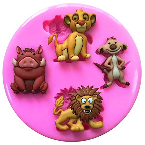 Fairie Blessings Molde de silicona para decoración de pasteles, magdalenas y magdalenas de Lion King Simba, Timon, Pumbaa y Mufasa