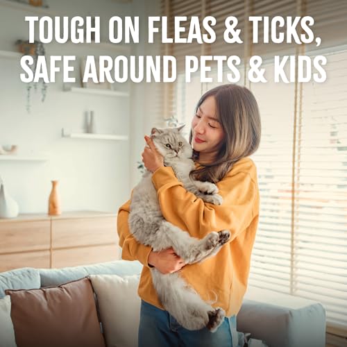 Image of TropiClean Flea and Tick Treatment Spray for Cats & Home, Safely Treat, Prevent & Control by Contact, Powerful & Natural Defense, USA Made, 32oz