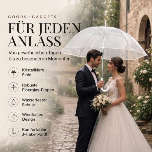 GOODS+GADGETS® Transparenter Regenschirm 100 cm – 2er Pack – Ansicht 5