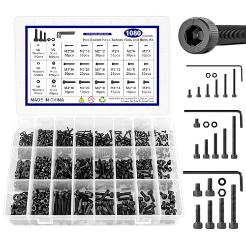 1080 Stück M2 M3 M4 Schrauben Set, Schrauben Muttern Set, Ausgestattet mit Schraubenschlüssel, aus Hochhartem Legiertem Stahl, Kann im Innen und Außenbereich Verwendet Werden Schraubenset 1080 Stück M2 M3 M4 Schrauben Set, Schrauben Muttern Set, Ausgestattet mit Schraubenschlüssel, aus Hochhartem Legiertem Stahl, Kann im Innen und Außenbereich Verwendet Werden Schraubenset