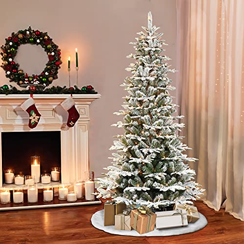 Puleo International 301-APGSLF-65C35 6.5 Foot Pre-Lit Slim Flocked Aspen Fir Artificial Christmas Tree thumb #1