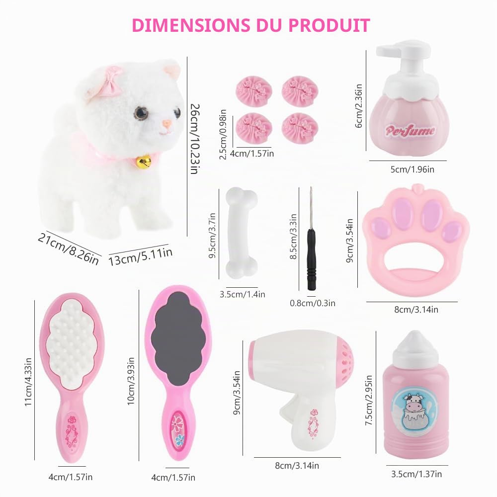 Jouet électronique en Peluche, Animal Chat électronique, Peluche Interactive, pour Chat avec Laisse Télécommandée, Marche, Aboiements, Remuant La Queue,Cadeaux De Jouets pour Filles De 3-8 Ans