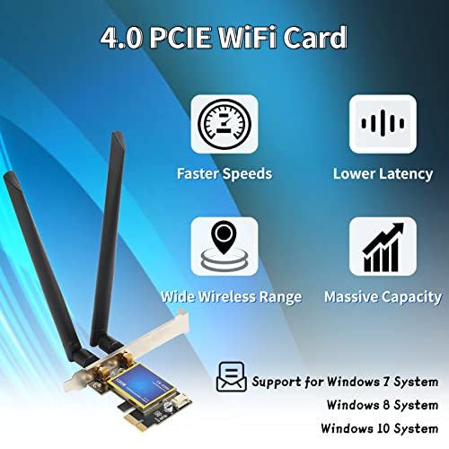 Jectse Bluetooth 4.0 Network Adapter, 1200Mbps High Gain Antenna PCIE Wireless Wifi Adapter - Image 2
