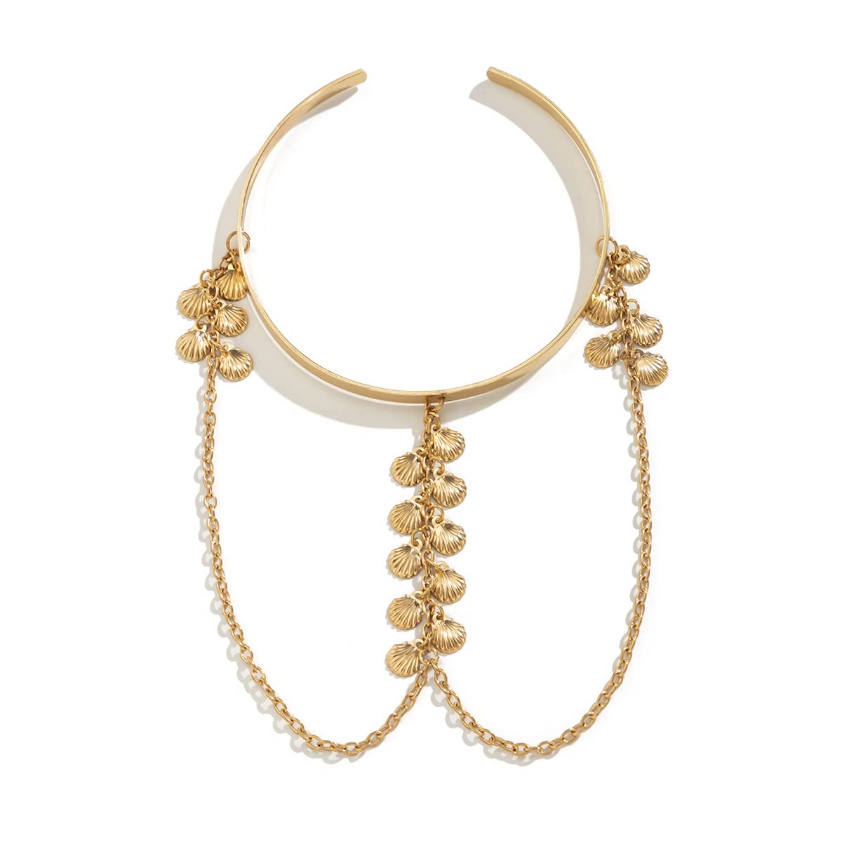 Adjustable Tassel Bracelet Bangle Armband, Open Upper Arm Cuff Armlet Jewelry for Women and Girls - Elegant Bohemian Style for Parties, Weddings and Everyday Wear, Gift for All Occasions (Gold)