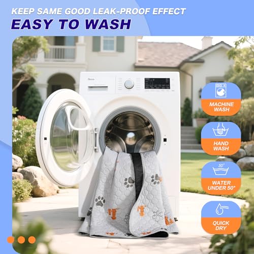Image of WanpeeGoo Washable Pee Pads for Dogs, 2 Pack Absorbent Reusable Training Dog Pads Pet Puppy Pads, Non-Slip Potty Pads for Whelping, Playpen, Crate, Bed, Orange, 24 inchx36 inch