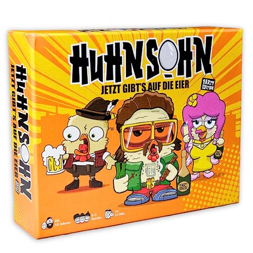 HUHNSOHN - Jetzt gibt´s auf die Eier - Trinkspiel für Erwachsene (+18) - Taktieren, Hühner clever einsetzen - Nichts für schwache Trinker!