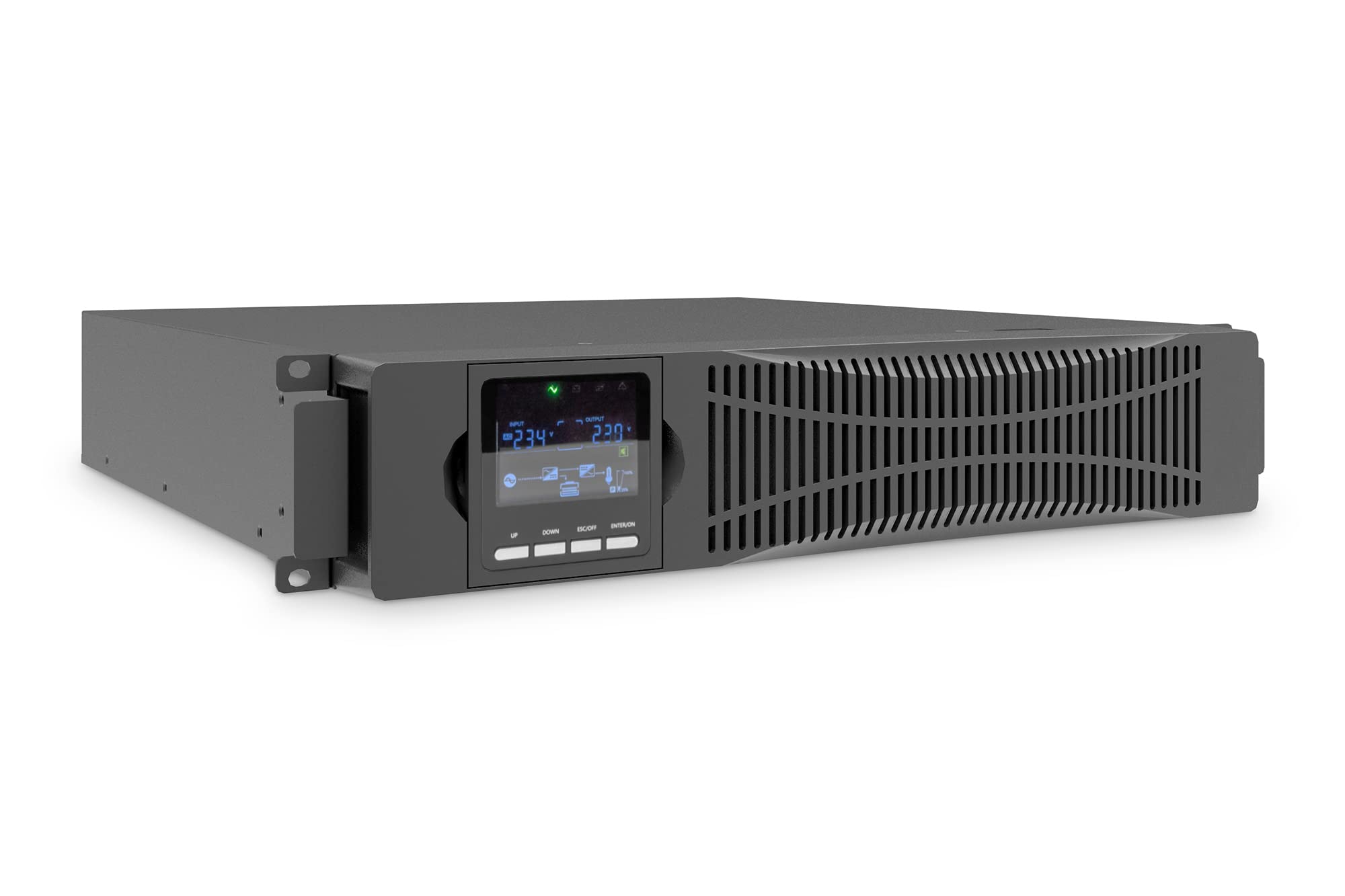 DIGITUS Sistema SAI Online – 1 kVA 1 kW – 8X C13 – 19 Pulgadas 2 U | Sistema de alimentación ininterrumpida – Software para SAI – Conexiones RS232, RJ45 y USB – SAI de doble conversión