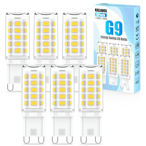 KALAHOL 6 Pack G9 LED Bulbs Cool White 4W 6000K No Flicker Equivalent to 40W Halogen 400LM Non-Dimmable Energy Saving G9 LED Light Bulbs for Decoration Office Home Lighting Decor and More
