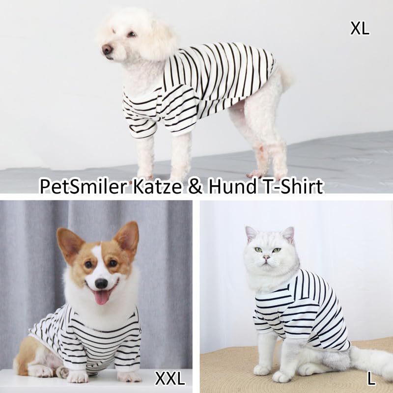 PetSmiler Hundepullover - Dünner Hundepullover Mittelgroße Hunde, Schöne Hunde Pullis Gestreifter Hundeshirts für Kleine Hund, Dehnbarer Pullover Hund Hundepulli Französische Bulldogge (Schwarz XXL)