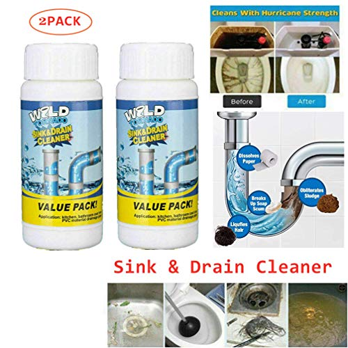 Preisvergleich Produktbild 2 Pack Leistungsstarker Spül- und Abflussreiniger, tragbares Pulverreinigungswerkzeug Super Clog Remover, chemisches Pulver für das Ausbaggern von Küchentoilettenrohren