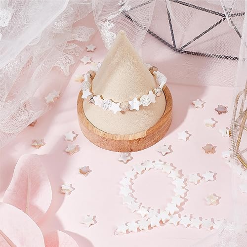 CREATCABIN 1 Box 120Pcs Creamy White Star Beads Natural Freshwater Shell Loose Beads Mother of Pearl Beads Strands Polished Shell Spacer Beads Fully Drilled for DIY Bracelet Necklace Jewelry Making - Image 4
