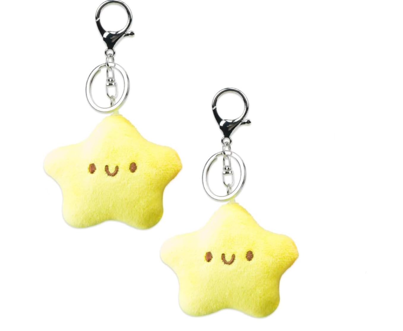 2Pcs Yellow Plush Star Cute Kawaii Star Pendant Keyring with Squeaky Sound Charming Plush for Backpacks Handbags Purses Fashionable Women's Keyrings Car Key Chain Accessory Accessories Clothing,