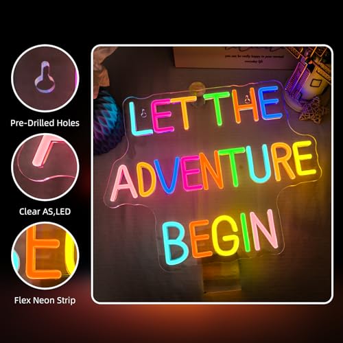 Adventure Neon Sign Colorful RainboW Neon Signs for Wall Decor Dimmable Let's Party Led Sign, Funny Neon Lights for Bedroom Home Club Bar Wedding Engagement Birthday Party Decor — view 5