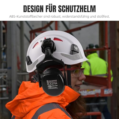 HEARMOR Ear Defenders for Helmet Ear Protectors for Forestry Helmet with Visor and Chainsaw Helmet, red, One Size - Image 2