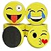 Hibery 8 Pack Magnetic Whiteboard Eraser Dry Erase Erasers, Smiley Face Circular Whiteboard Dry Eraser for Home, Office and School Classroom