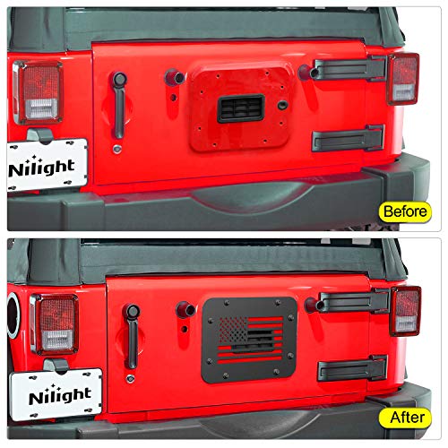 Image of Nilight Spare Tire Carrier Delete Filler Plate Tailgate Vent-Plate Cover Exterior Accessories for 2007-2017 Wrangler JK & Unlimited