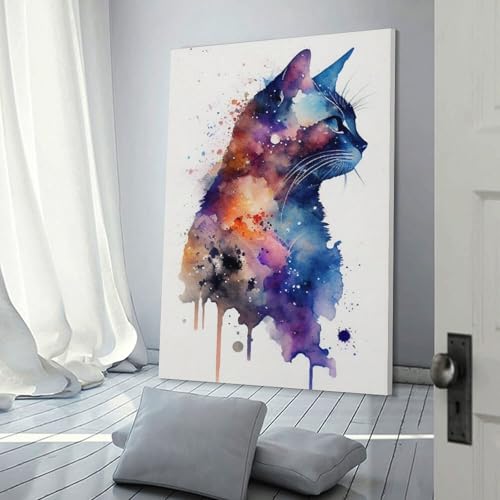 Poster chat aquarelle sur toile 40 x 60 cm une idée cadeau originale - 3