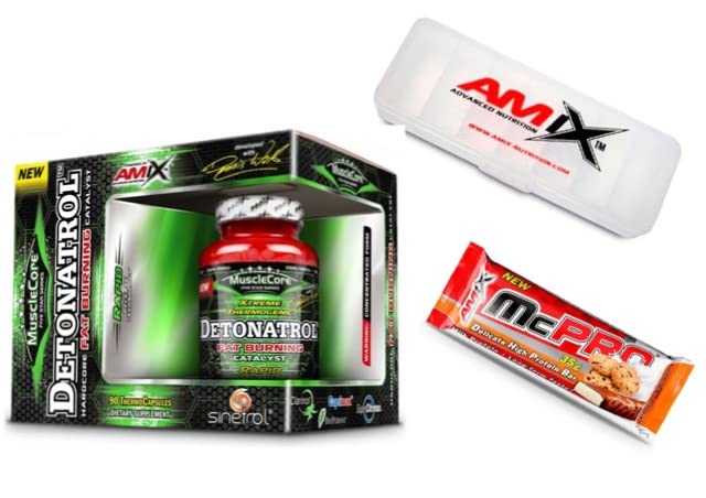 AMIX NUTRITION Detonatrol 90 capsulas + Pastillero + AMIX Barrita Mcpro Cookies & Cream 35 gr