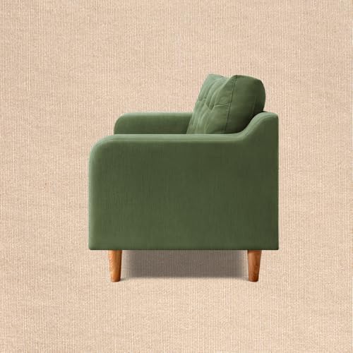 Image of Duroflex Ease Plus - 3 Seater Sofa Set for Living Room | 3 Year Warranty | Premium Wooden Frame Sofa | Anti-Pilling Fabric, Fade & Termite Resistant | Comfortable & Durable Couch - Chive (Green)