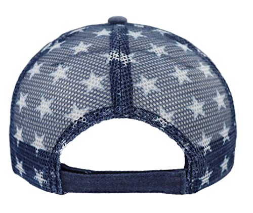 Image of American Flag Trucker Hat for Men Women, Adjustable Vintage Embroidery Washed Distressed USA Baseball Cap