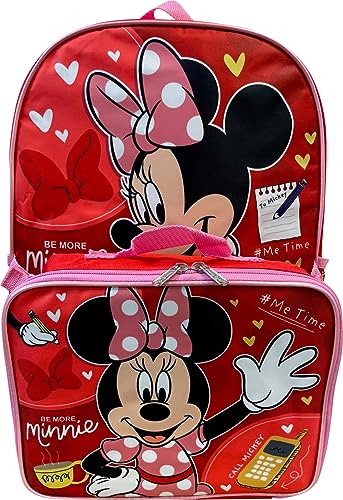 Ruz Conjunto de mochila infantil licenciada Group de 40,6 cm com lancheira removível (Minnie Mouse Red)