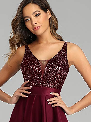 Ever-Pretty Women's Open Back High-Low Floor-Length Graduation Dress Burgundy Us10 #TOP4